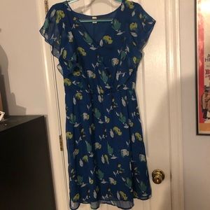 Old Navy Blue Floral Dress Large